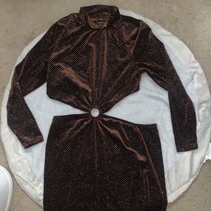 Shein dark brown glitter dress